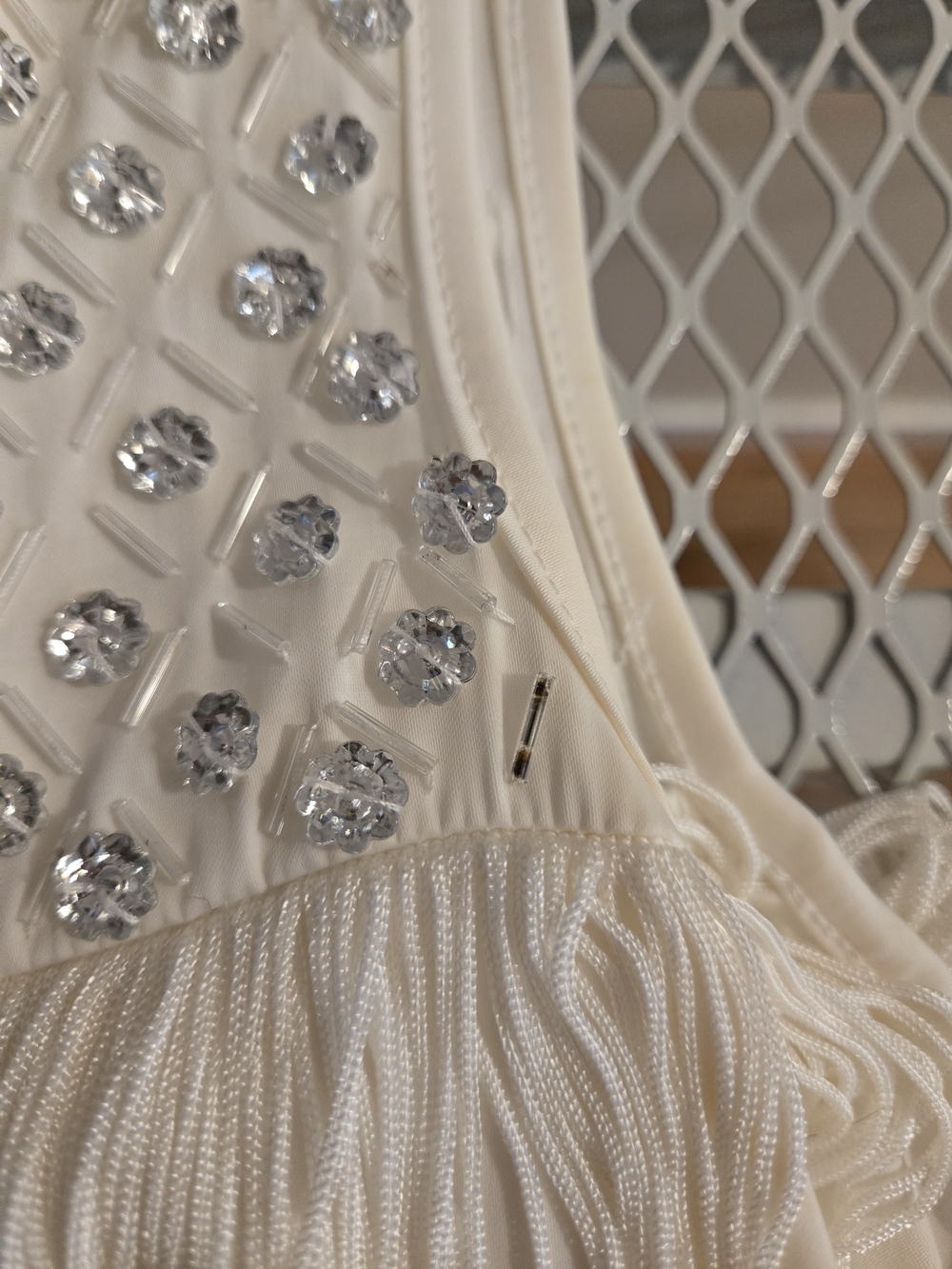 le chateau Ivory Beaded Fringed Cocktail Dress - Picture 6 of 11